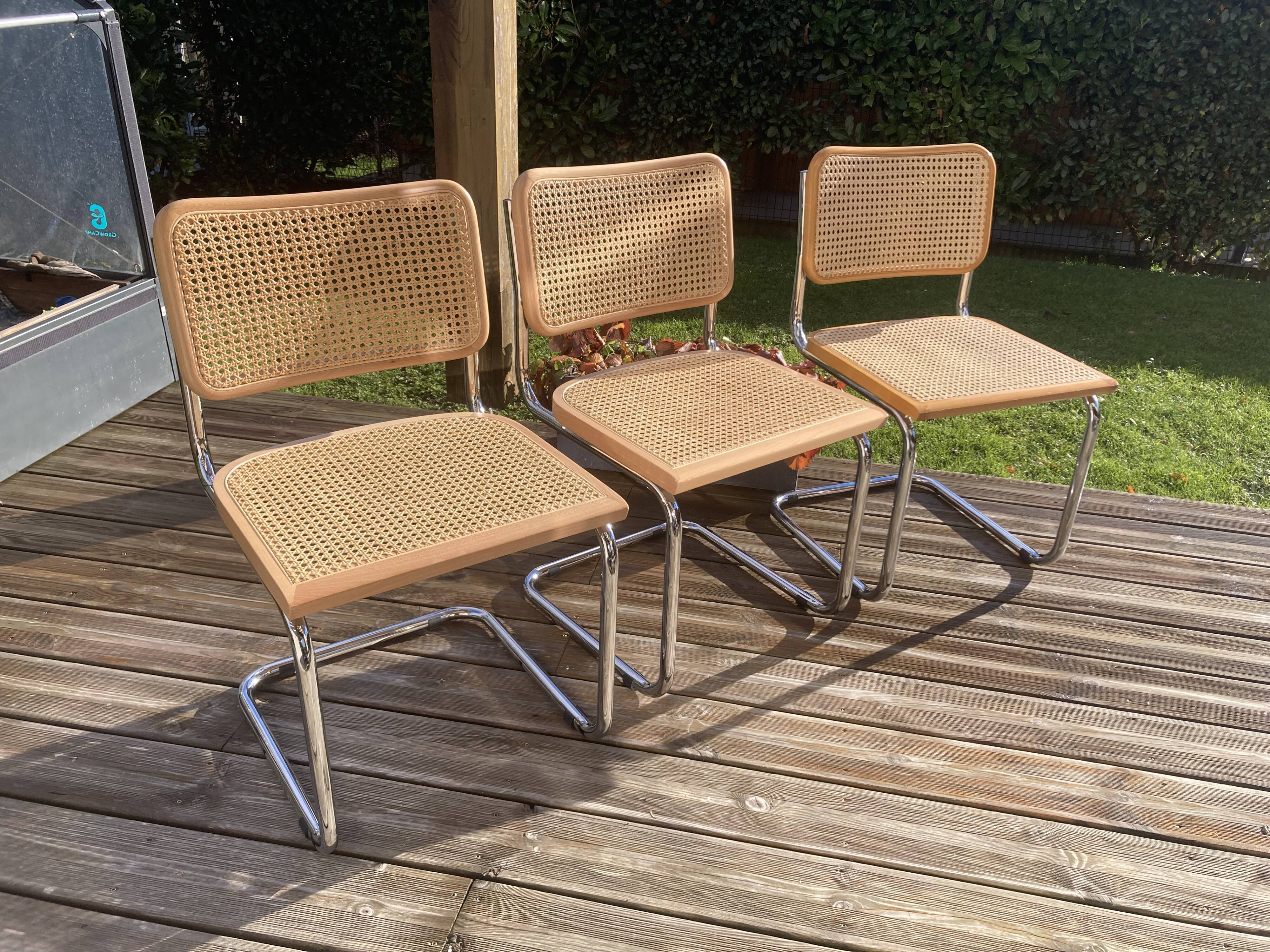 3 chaises Cesca B32 cannage