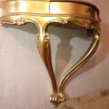 Console with its matching mirror, gold with gold leaf