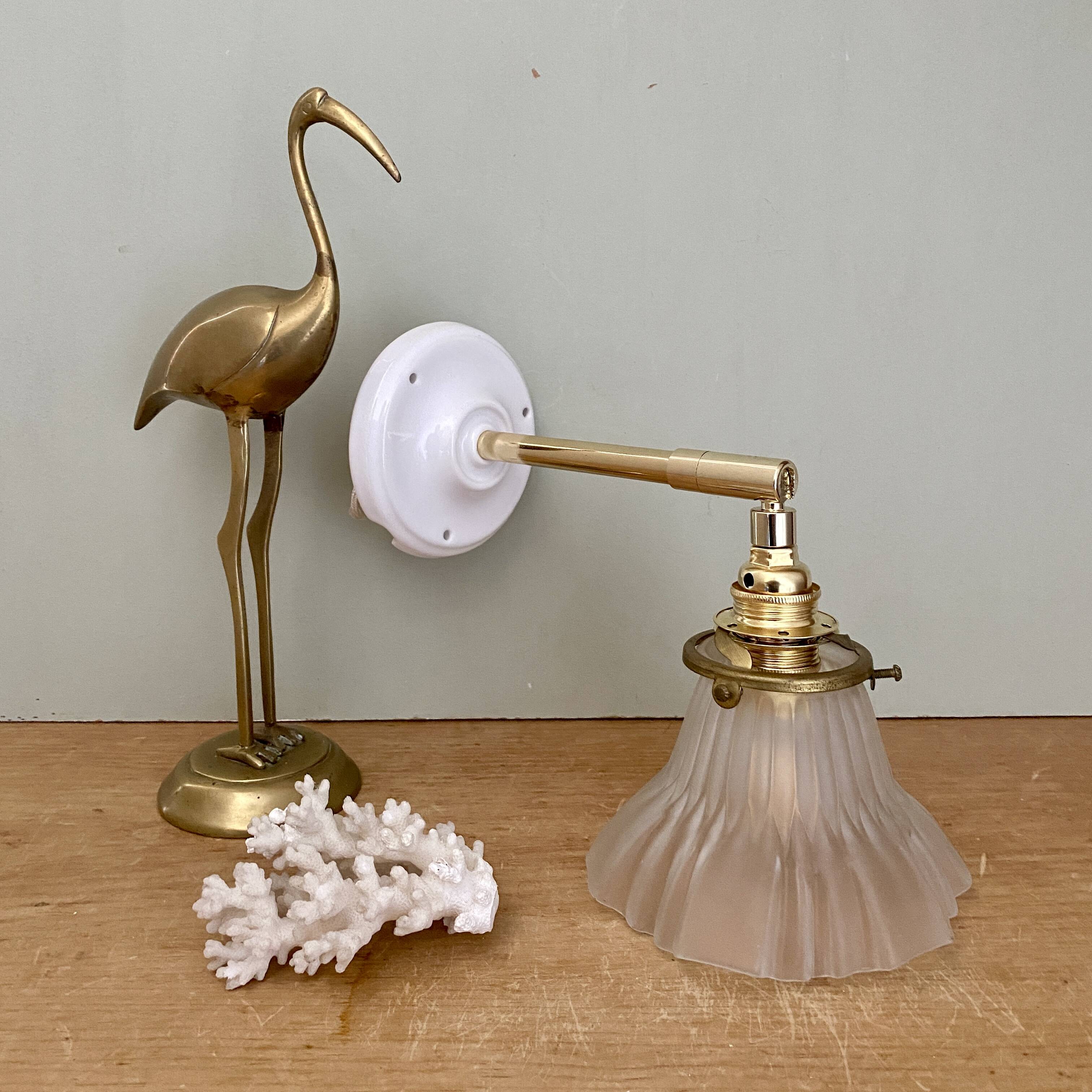 Vintage art deco frosted glass tulip wall light
