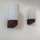 Pair of vintage wall lights, teak and opaline, Philips Netherlands 1950