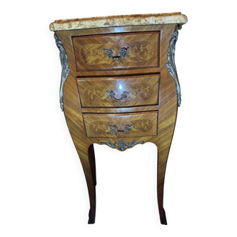 Louis XV Chest of Drawers – Floral Marquetry, Bronze and Breccia Marble