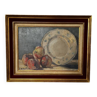 Oil on canvas - still life - signed Leonie de Bailleul