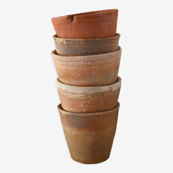 5 antique terracotta pots
