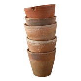 5 antique terracotta pots