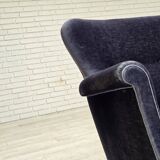 1960s, Danish 2-seater sofa, original blue furniture velour, beech wood.