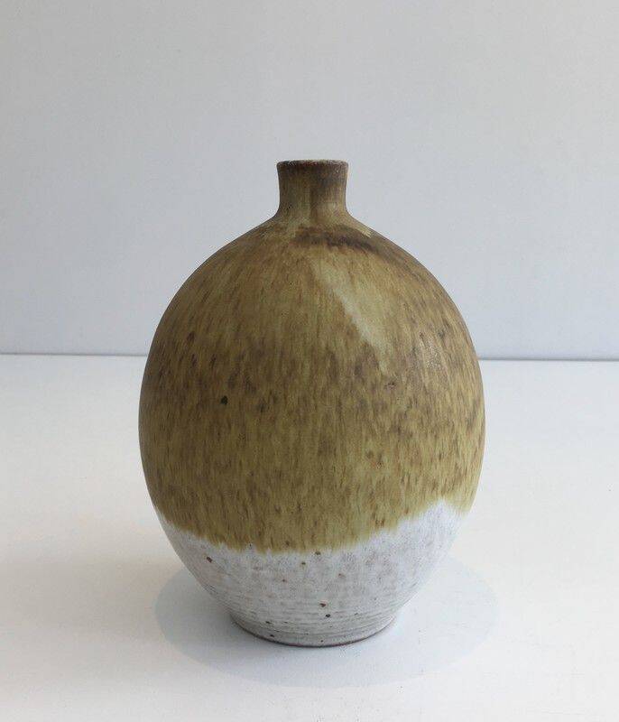 Small stoneware soliflore vase signed Edouard Chapallaz