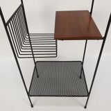 Mid Century Italian Storage Rack with teak and metal, 1950s