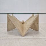 Table Basse Italienne en Travertin, 1980s