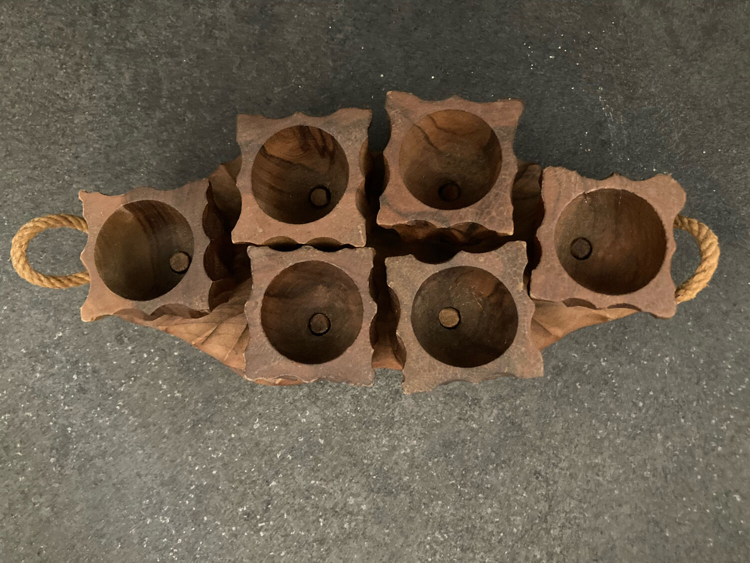 Wooden egg cups service