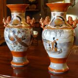 Pair of porcelain vases from Satsuma, Japan, XIXth, H37cm