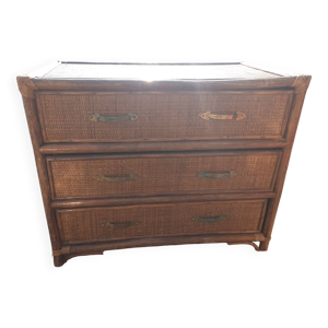 Commode rotin 3 tiroirs