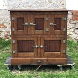 Storage unit, vintage icebox unit, wooden and zinc fridge unit, bar