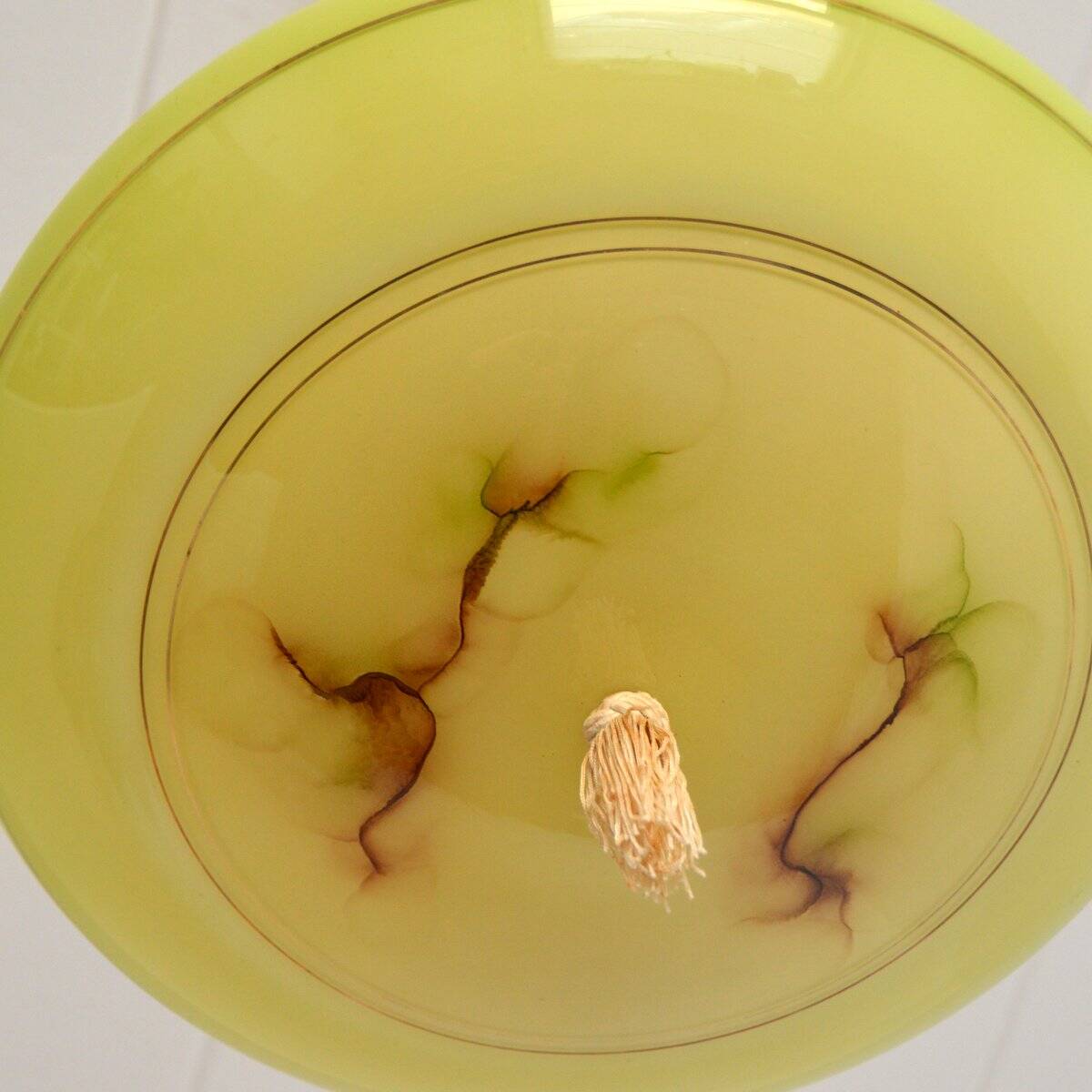 Vintage art deco yellow opaline basin pendant light