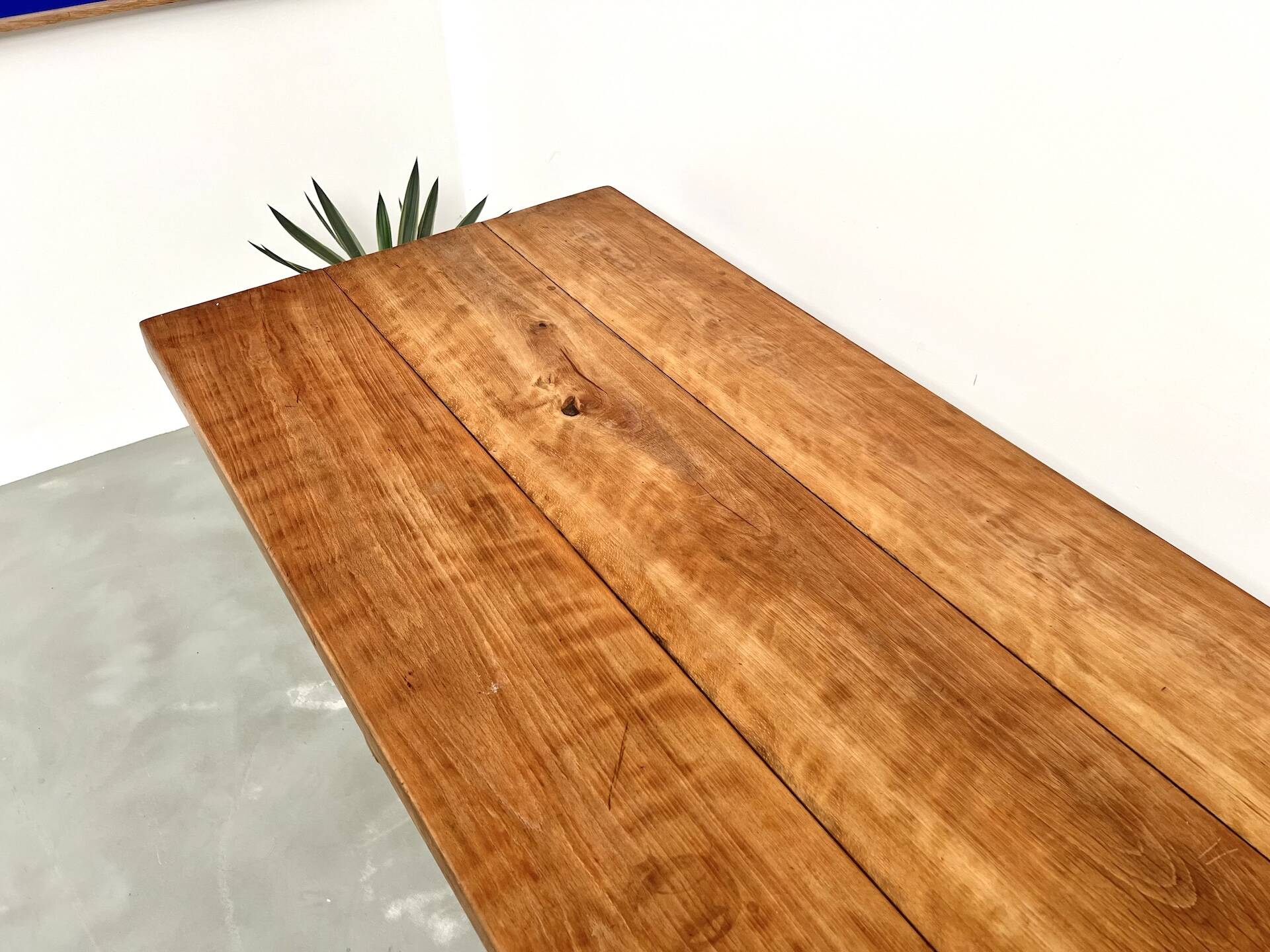Large brutalist beech farmhouse table