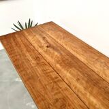 Grande table de ferme brutaliste en hêtre