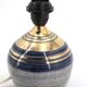 Blue and gold ceramic lamp by Georges Pelletier, raffia lampshade