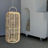 Large lantern-shaped rattan pendant lamp H50 D24
