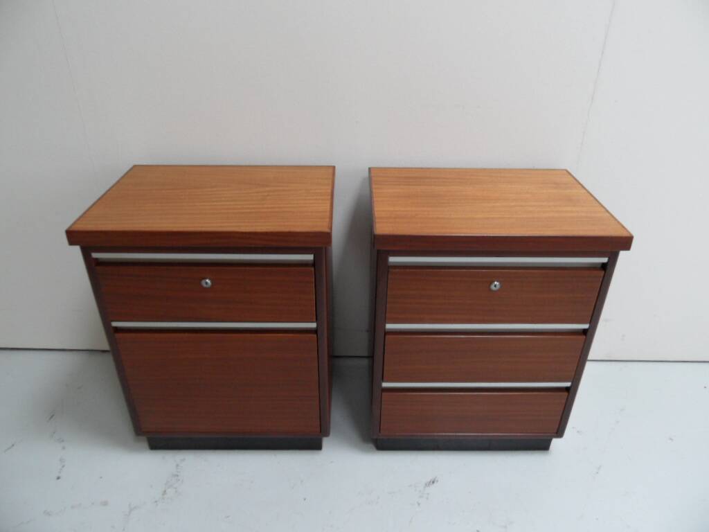 Mid century set of 2 mahogany filing cabinets