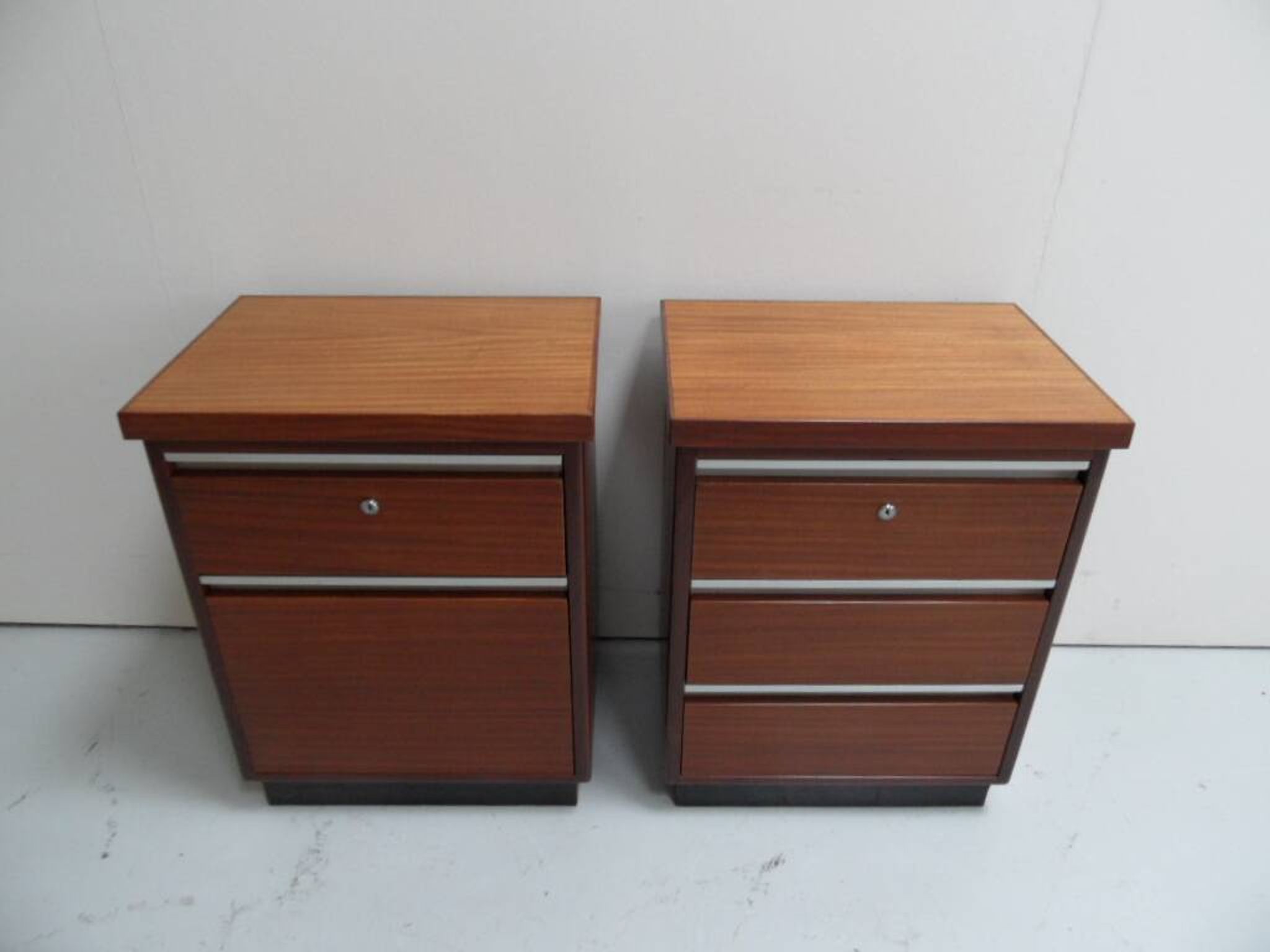 Mid century set of 2 mahogany filing cabinets