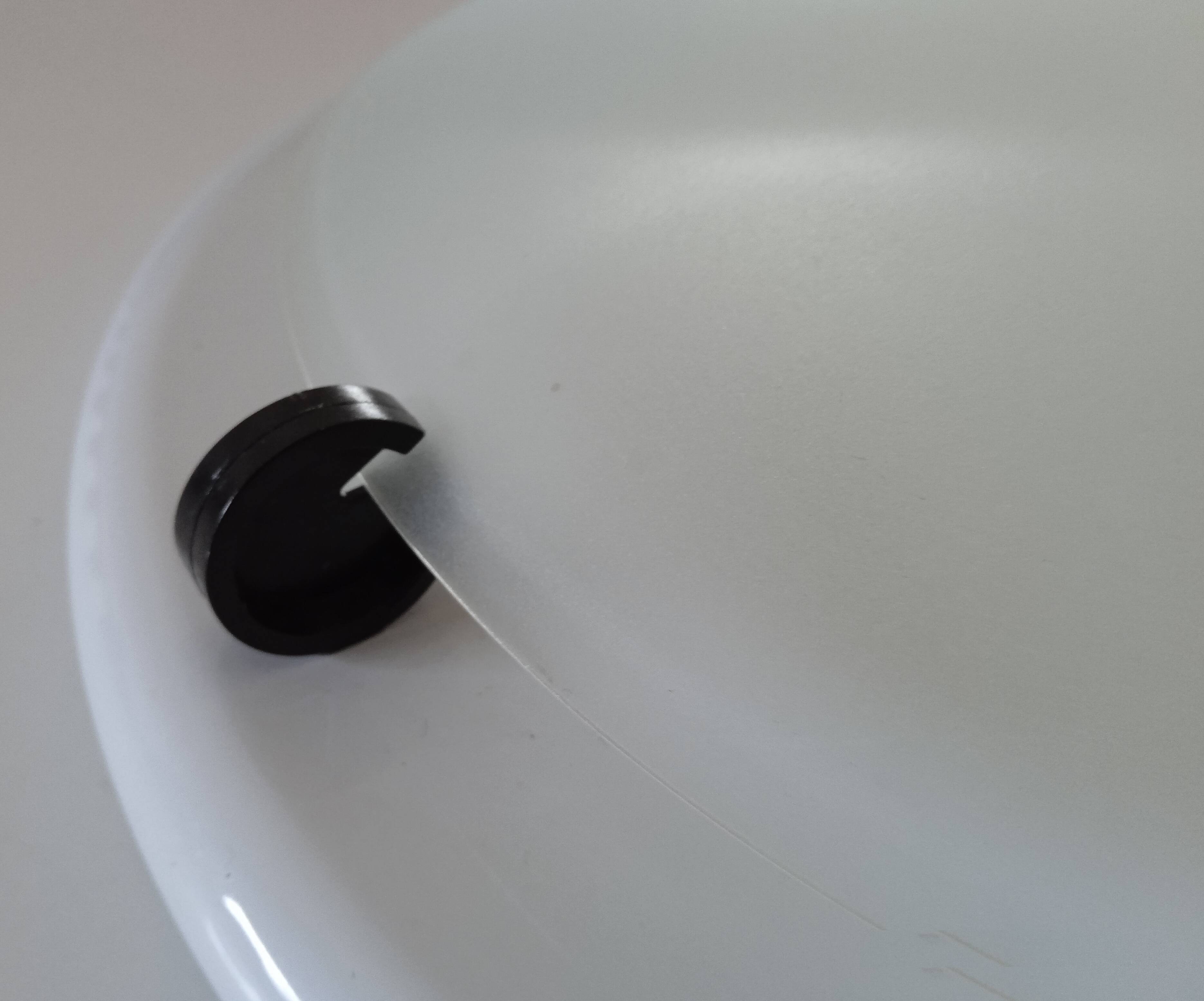 Ceiling lamp wall lamp, shape "galette" frosted glass, white lacquered metal base diameter 30cm