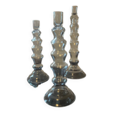 Trio de bougeoirs design en verre soufflé