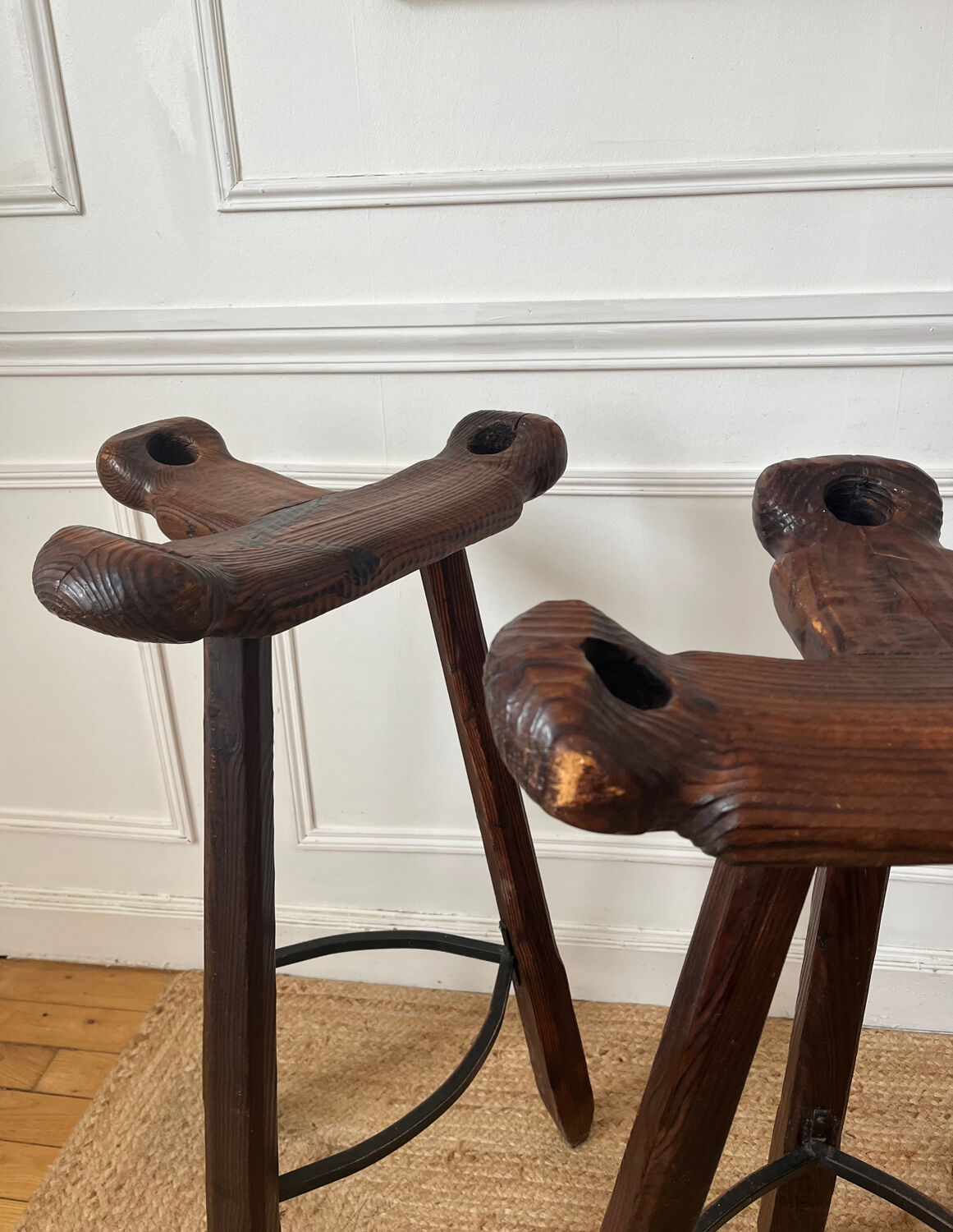 3 Spanish brutalist stools "Marbella" by Confonorm, from the 1970s.