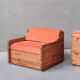 Pair of mid-century pine armchairs