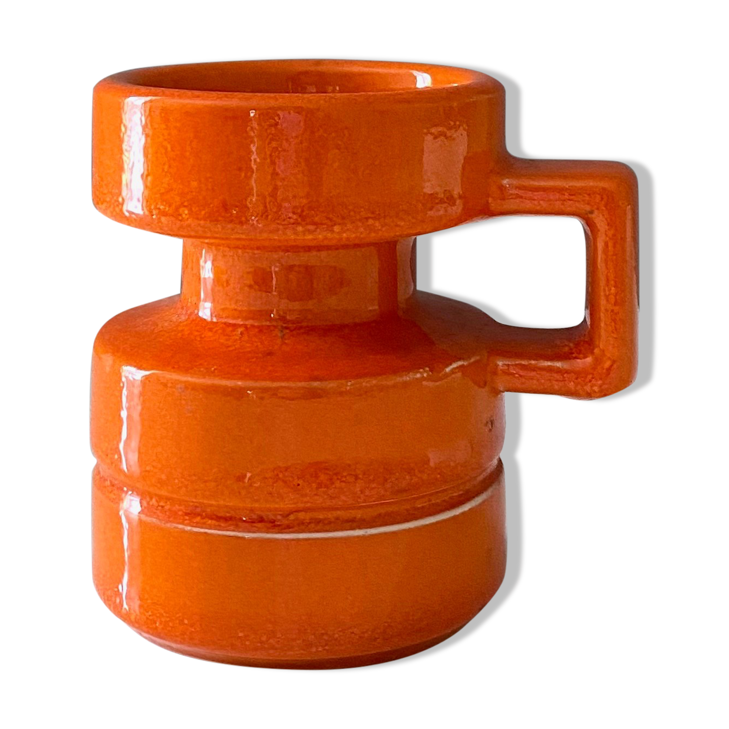 Mid Century Candlestick, Steuler Ceramic 74-10 orange