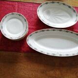 Lot assiettes et plats (poisson, asperges, saucière)