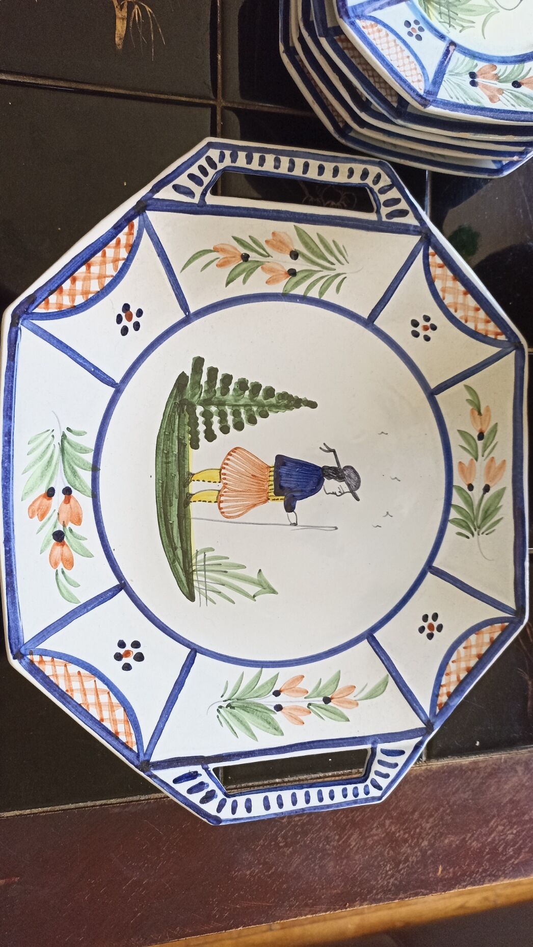 Old dessert service HB Quimper from the 20s