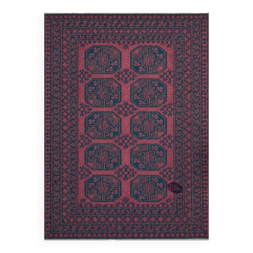 Bukhara carpet of Afghan origin, entirely hand-knotted. Dimensions: 254x154.