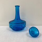 Vintage turquoise blue glass vase/decanter