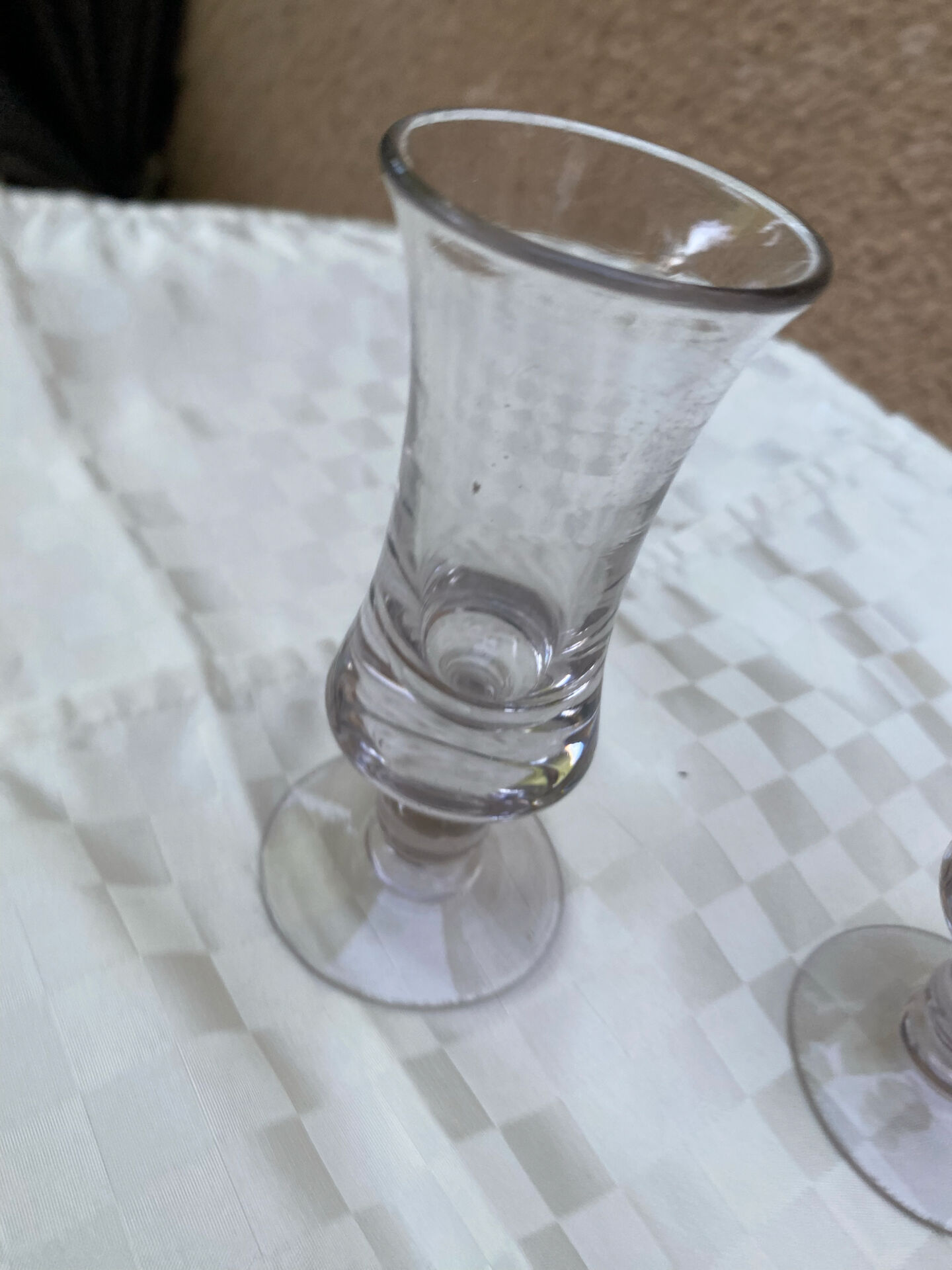 Pair of antique pressed glass liqueur glasses – Bistro style