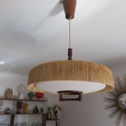 Suspension Temde en sisal et teck vers 1960
