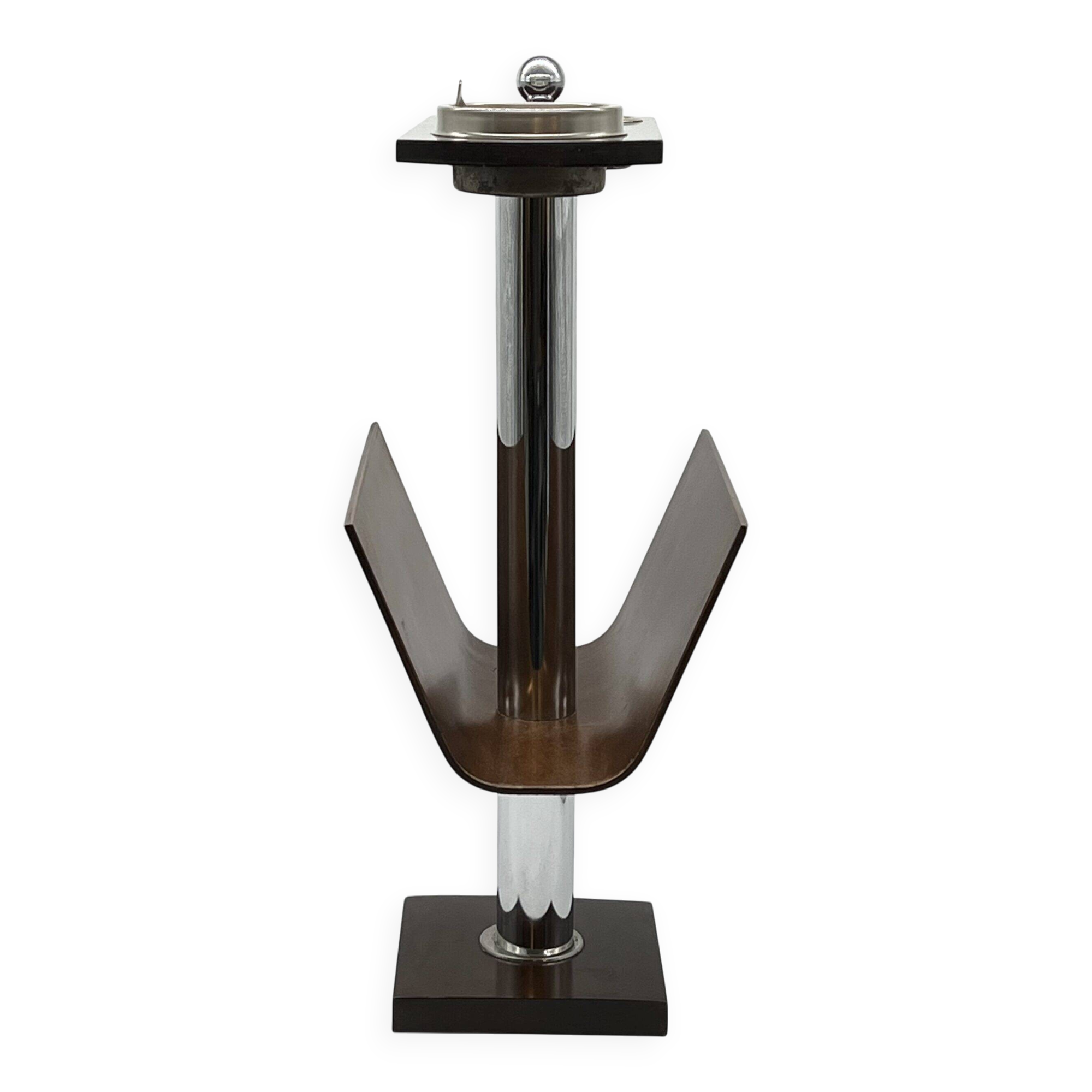 Magazine rack "Servizio da fumo" wood/metal — Italy, 1970s