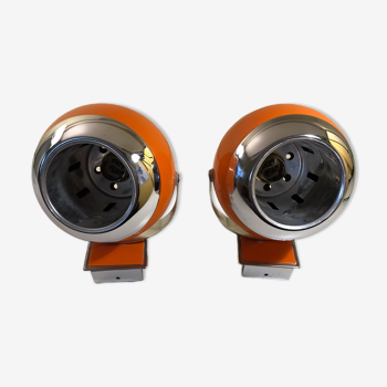 Pair of space age spot wall lamps