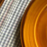 7 flat plates in earthenware Saint Clément vintage brown