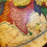 World map, luminous globe