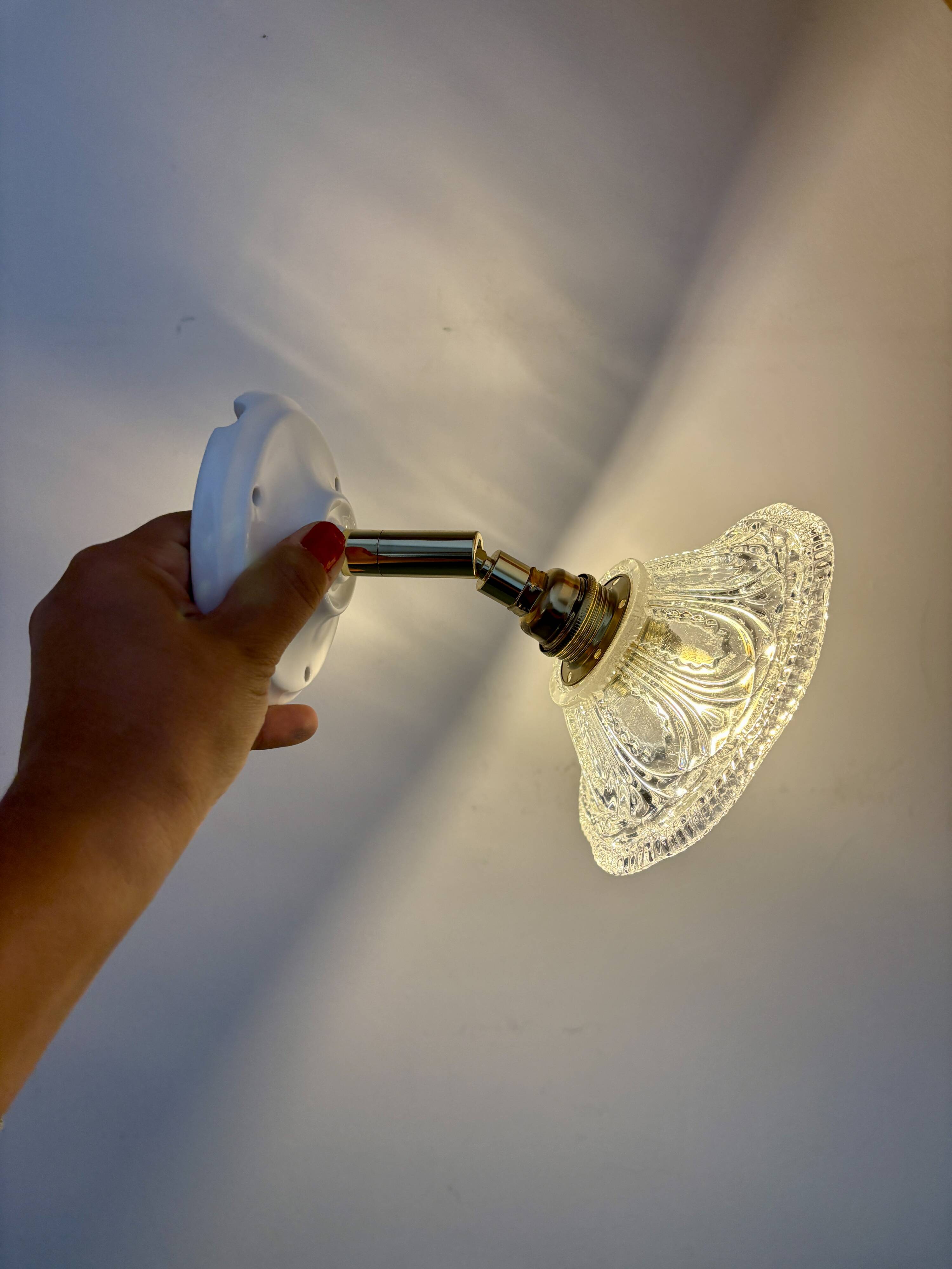Vintage glass cut lampshade - tableware collection
