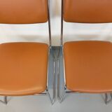 4 vintage sleigh chairs from the 70s, in designer chrome metal