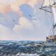 Vintage painting on canvas "Marine / Sailboat" signed Simon