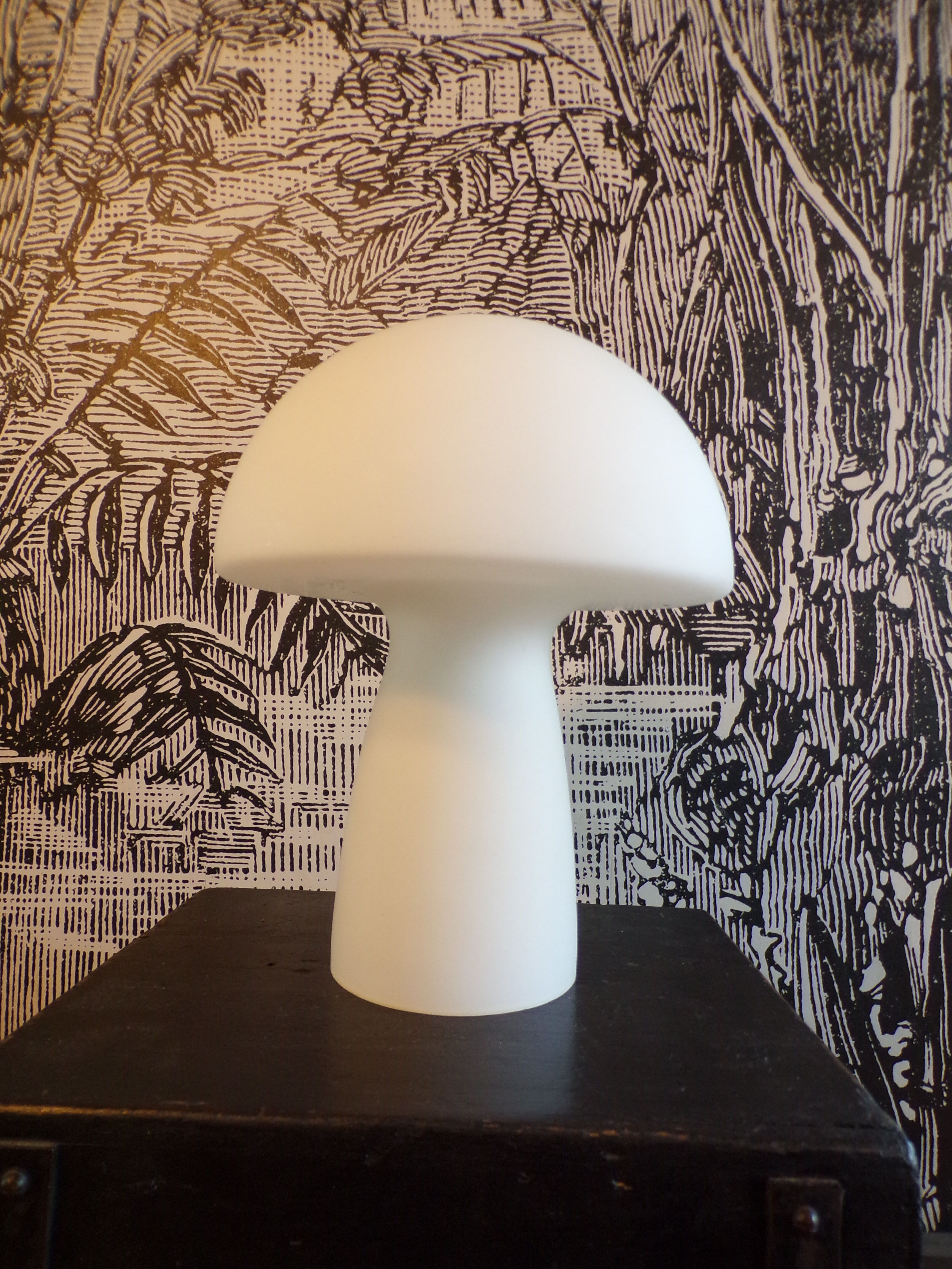 Frosted opaline mushroom lamp