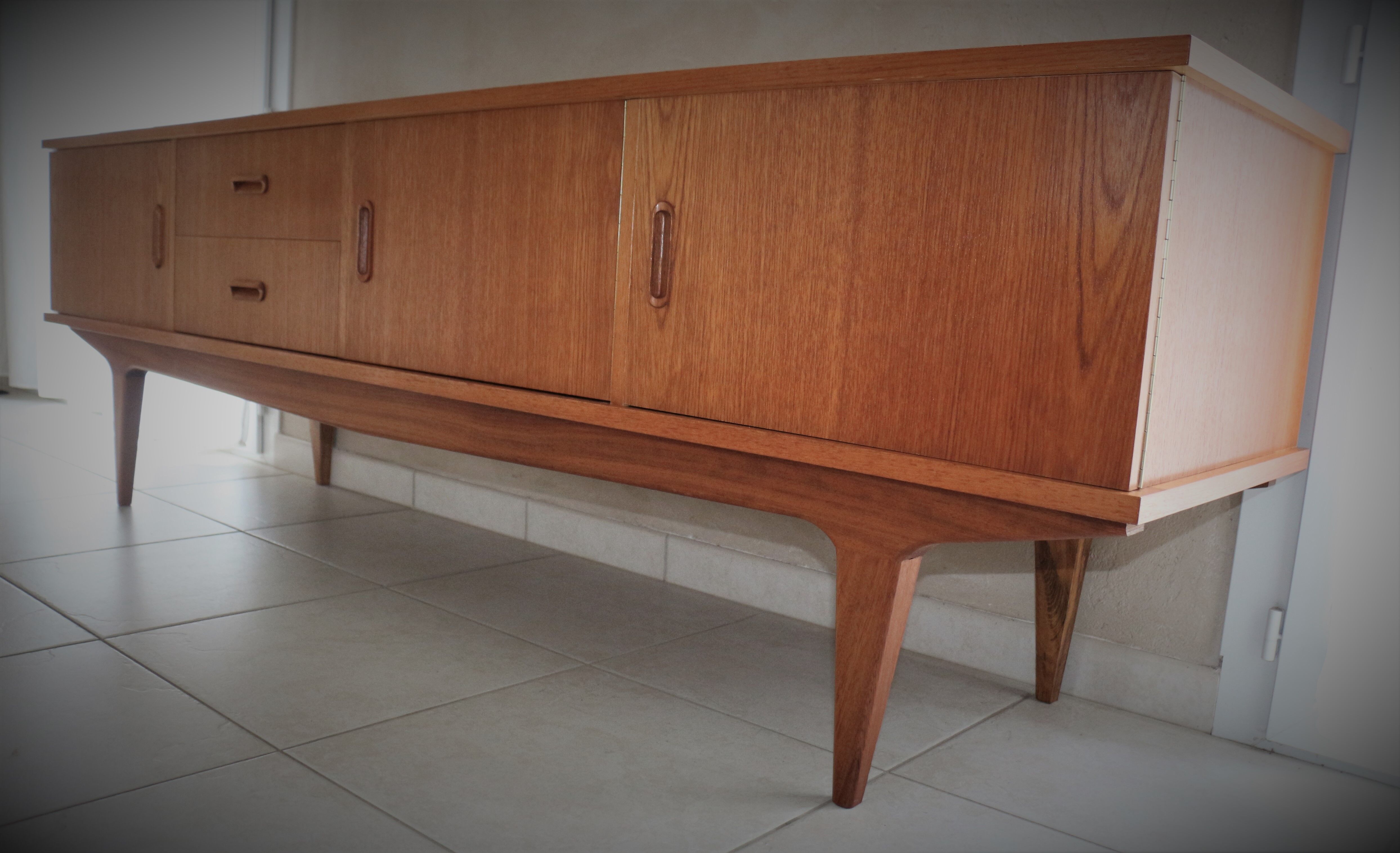 Scandinavian design sideboard in blond teak