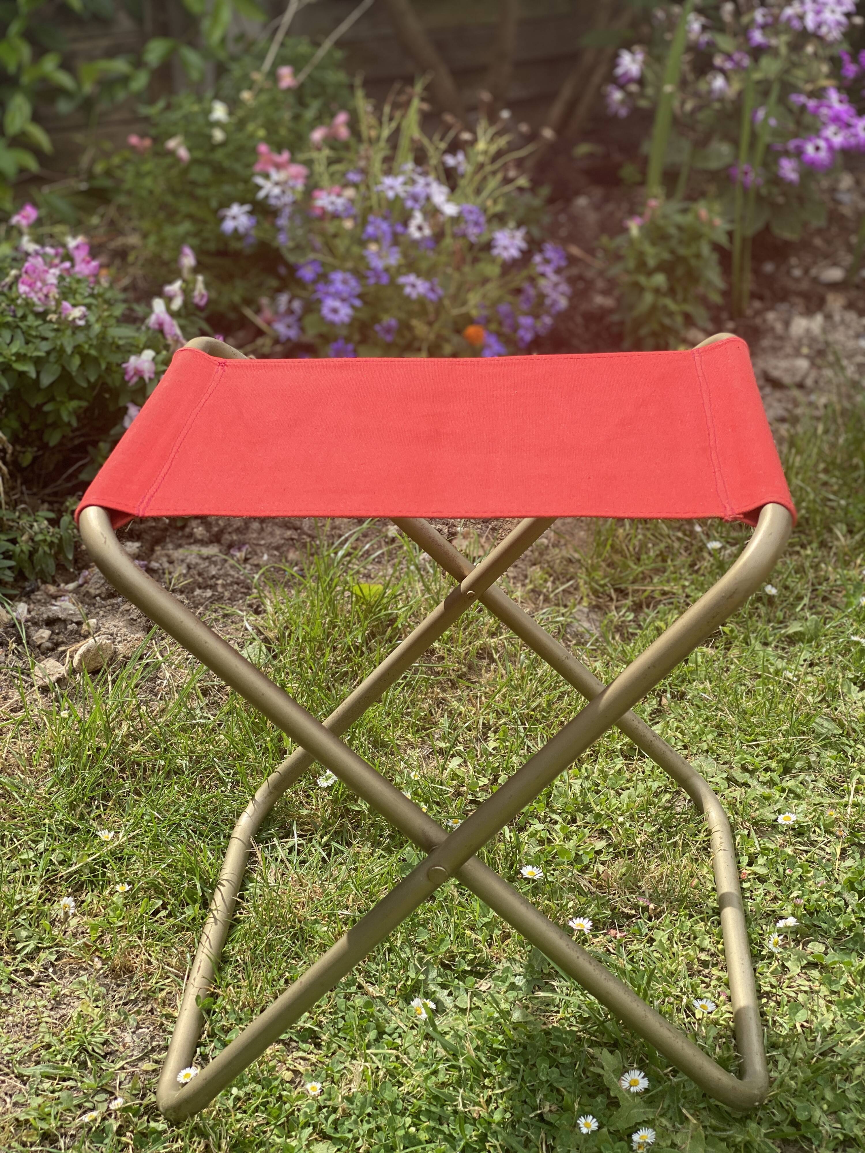Vintage canvas folding stool