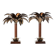 Maison Jansen style pair of bronze mahogany palm tree lamps 1960s