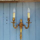 Applique murale Art nouveau en bronze : style français, 2 lumières, années 1950