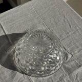 Small vintage glass bowl with a cube pattern.