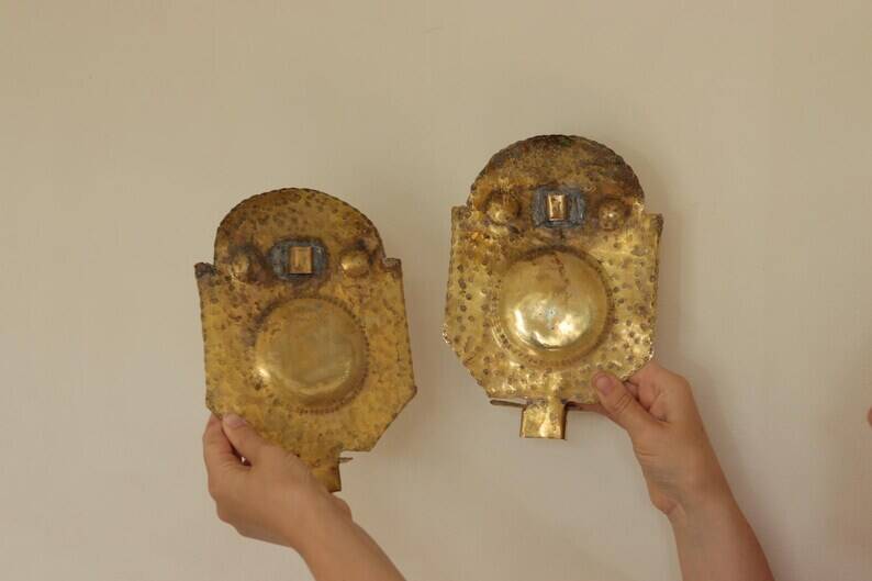 Pair of Swedish Brass Wall Sconces from the Mid-Century