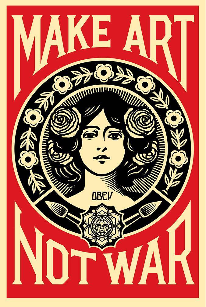 Shepard Fairey (Obey Giant): Make art not war - Signed lithograph