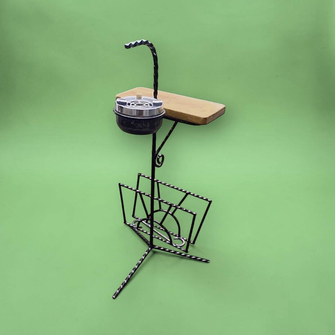 Vintage multifunctional wrought iron magazine rack